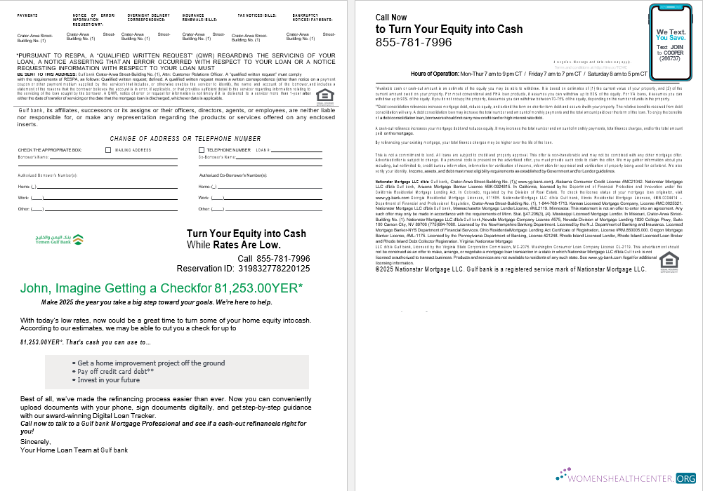 Download Yemeni Gulf bank mortgage loan statement in Word and PDF formats , 4 pages 3 4 Photoshop template